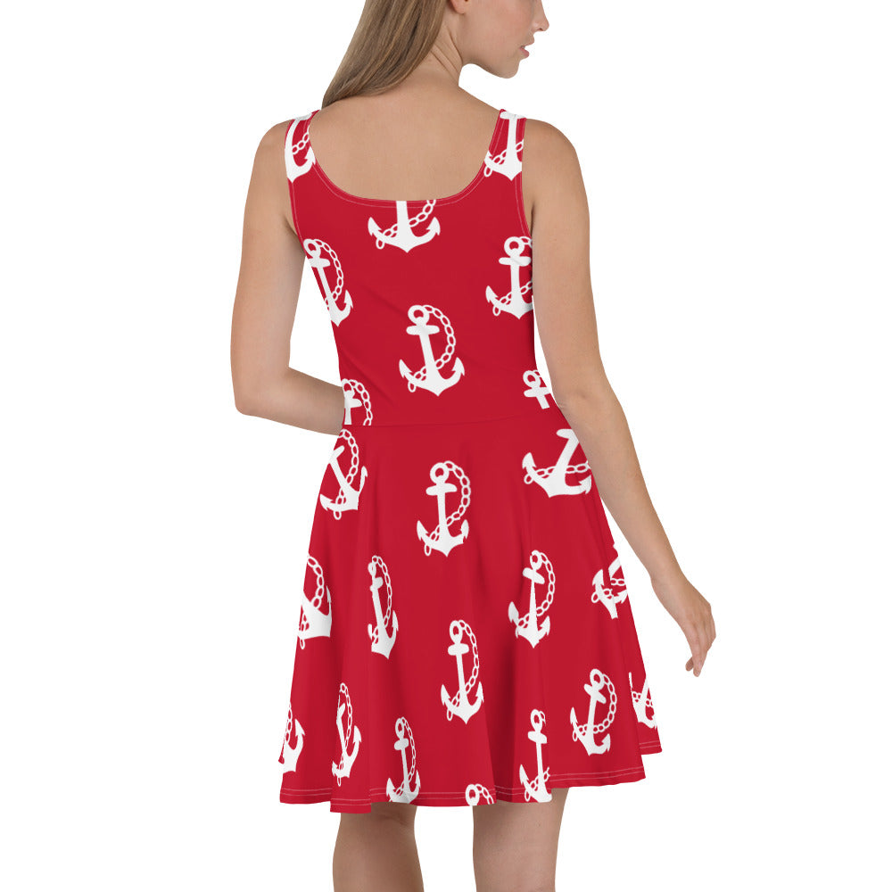 Anchor Swing Dress - Nautical Red