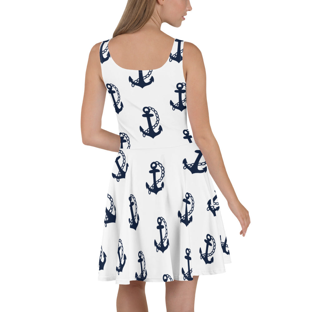 Anchor Swing Dress - Nautical White
