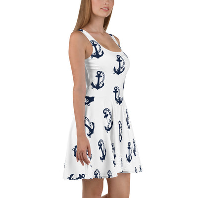 Anchor Swing Dress - Nautical White