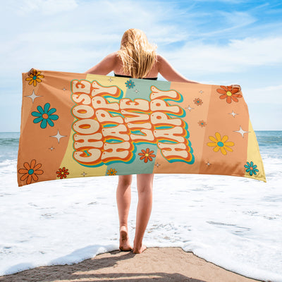 Choose Happy Live Happy Beach Towel